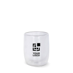 Glazen koffieglas met dubbele wand capaciteit van 230ml met afdrukgebied