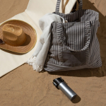 Hammam handdoek van gerecycled katoen in effen kleur 150x90cm kleur lichtgrijs vierde weergave