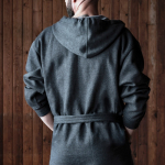 Badjas van katoen en polyester met verstelbare capuchon maat kleur blauw zesde weergave