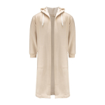 Badjas van katoen en polyester met verstelbare capuchon maat kleur beige tweede weergave