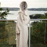 Badjas van katoen en polyester met verstelbare capuchon maat kleur beige zesde weergave