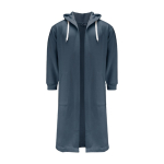 Badjas bedrukken met twee zakken, capuchon en tailleband kleur blauw tweede weergave