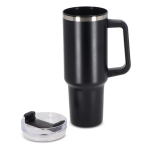 Grote roestvrijstalen thermosbeker met rietje 1.2L kleur zwart tweede weergave