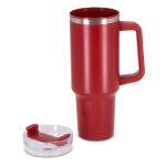 Grote roestvrijstalen thermosbeker met rietje 1.2L kleur donkerrood tweede weergave