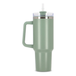 Grote roestvrijstalen thermosbeker met rietje 1.2L kleur olijfgroen zesde weergave