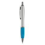 Goedkope pennen met logo en antislip functie Silver&Color kleur cyaan blauw tweede weergave
