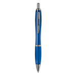 Transparante kunststof pen met metallic details en blauwe inkt kleur doorzichtig blauw tweede weergave