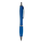 Transparante kunststof pen met metallic details en blauwe inkt kleur doorzichtig blauw vijfde weergave