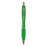 Transparante kunststof pen met metallic details en blauwe inkt kleur doorzichtig groen tweede weergave