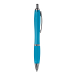 Transparante kunststof pen met metallic details en blauwe inkt kleur doorzichtig lichtblauw vijfde weergave
