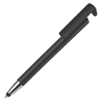 Plastic pen met stylus en telefoonhouder met blauwe inkt kleur zwart derde weergave