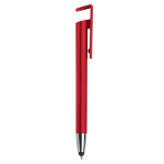 Plastic pen met stylus en telefoonhouder met blauwe inkt kleur rood vijfde weergave