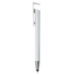 Plastic pen met stylus en telefoonhouder met blauwe inkt kleur wit tweede weergave