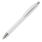 Plastic pen in verschillende kleuren met metalen punt en drukknop kleur wit tweede weergave