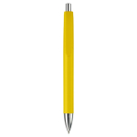 Plastic pen in verschillende kleuren met metalen punt en drukknop kleur geel tweede weergave
