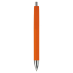Plastic pen in verschillende kleuren met metalen punt en drukknop kleur oranje tweede weergave