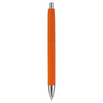 Plastic pen in verschillende kleuren met metalen punt en drukknop kleur oranje vierde weergave