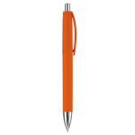 Plastic pen in verschillende kleuren met metalen punt en drukknop kleur oranje vijfde weergave