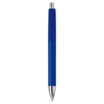 Plastic pen in verschillende kleuren met metalen punt en drukknop kleur donkerblauw tweede weergave