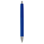 Plastic pen in verschillende kleuren met metalen punt en drukknop kleur donkerblauw vierde weergave