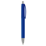 Plastic pen in verschillende kleuren met metalen punt en drukknop kleur donkerblauw vijfde weergave