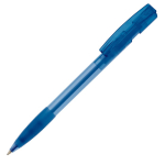 Transparante plastic pen met hervulbare blauwe inkt kleur doorzichtig blauw