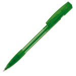 Transparante plastic pen met hervulbare blauwe inkt kleur doorzichtig groen