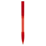 Transparante plastic pen met hervulbare blauwe inkt kleur doorzichtig rood tweede weergave