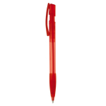 Transparante plastic pen met hervulbare blauwe inkt kleur doorzichtig rood derde weergave