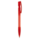 Transparante plastic pen met hervulbare blauwe inkt kleur doorzichtig rood vijfde weergave