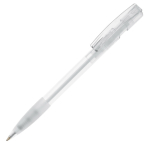Transparante plastic pen met hervulbare blauwe inkt kleur doorzichtig wit