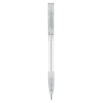 Transparante plastic pen met hervulbare blauwe inkt kleur doorzichtig wit tweede weergave