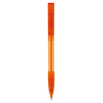 Transparante plastic pen met hervulbare blauwe inkt kleur doorzichtig oranje tweede weergave