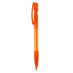 Transparante plastic pen met hervulbare blauwe inkt kleur doorzichtig oranje derde weergave
