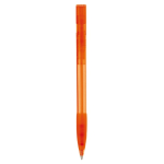 Transparante plastic pen met hervulbare blauwe inkt kleur doorzichtig oranje vierde weergave