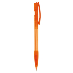 Transparante plastic pen met hervulbare blauwe inkt kleur doorzichtig oranje vijfde weergave