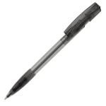 Transparante plastic pen met hervulbare blauwe inkt kleur doorzichtig zwart