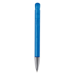 Transparante plastic pen met metalen punt gemaakt in de EU kleur doorzichtig blauw vierde weergave