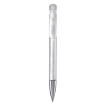 Transparante plastic pen met metalen punt gemaakt in de EU kleur doorzichtig wit