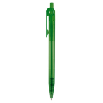 Transparante plastic pen met detail op de drukknop kleur doorzichtig groen