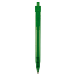 Transparante plastic pen met detail op de drukknop kleur doorzichtig groen tweede weergave