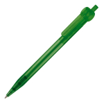 Transparante plastic pen met detail op de drukknop kleur doorzichtig groen derde weergave