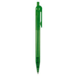 Transparante plastic pen met detail op de drukknop kleur doorzichtig groen vijfde weergave