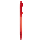 Transparante plastic pen met detail op de drukknop kleur doorzichtig rood vijfde weergave