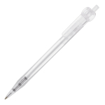 Transparante plastic pen met detail op de drukknop kleur doorzichtig wit derde weergave