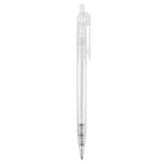 Transparante plastic pen met detail op de drukknop kleur doorzichtig wit vijfde weergave