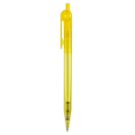 Transparante plastic pen met detail op de drukknop kleur doorzichtig geel
