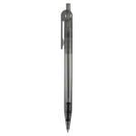 Transparante plastic pen met detail op de drukknop kleur doorzichtig zwart