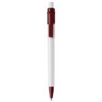 Witte pen met gekleurde details op de punt en clip gemaakt in de EU kleur bordeaux