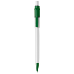 Witte pen met gekleurde details op de punt en clip gemaakt in de EU kleur groen